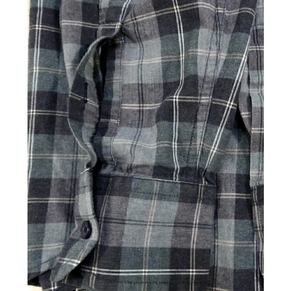 UNTUCKIT 100% cotton blue & gray flannel long sleeve button down shirt men's M
